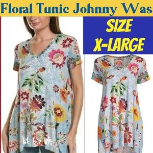 NWT Johnny Was Floral V-Neck Paisley Floral Print Tunic Top Size X Large